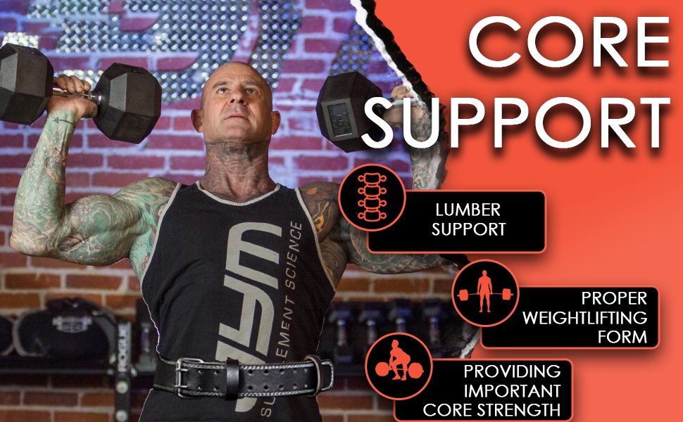 ALLIUMS Genuine Leather Weightlifting Belt for Power Lifting and Bodybuilding (Black)