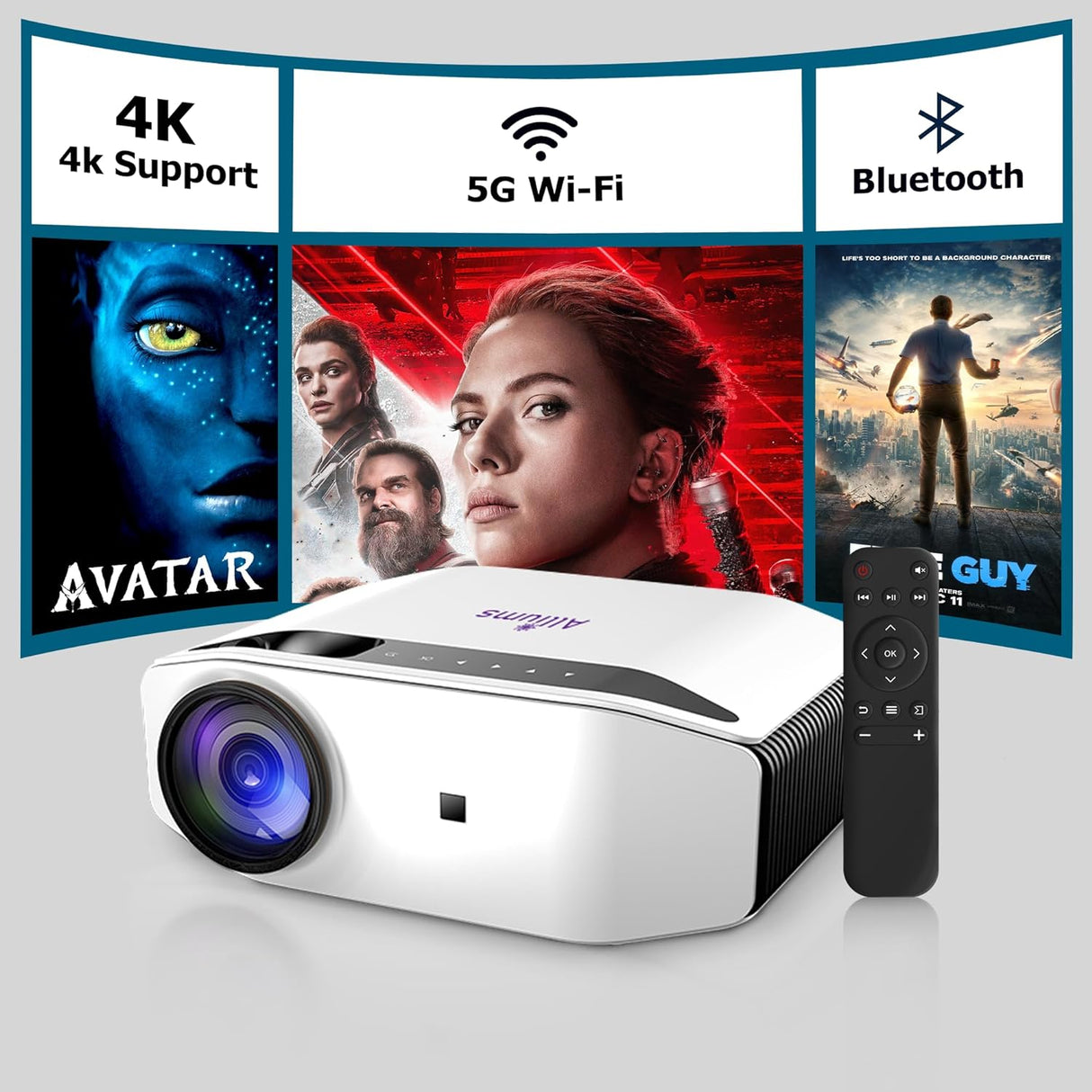 ALLIUMS 4K Projector with Wi-Fi & Bluetooth, AP-20