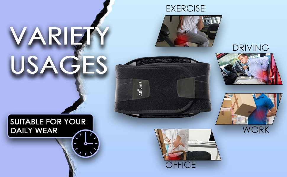 ALLIUMS Back Support Belt for Women and Men & Adjustable Waist Straps