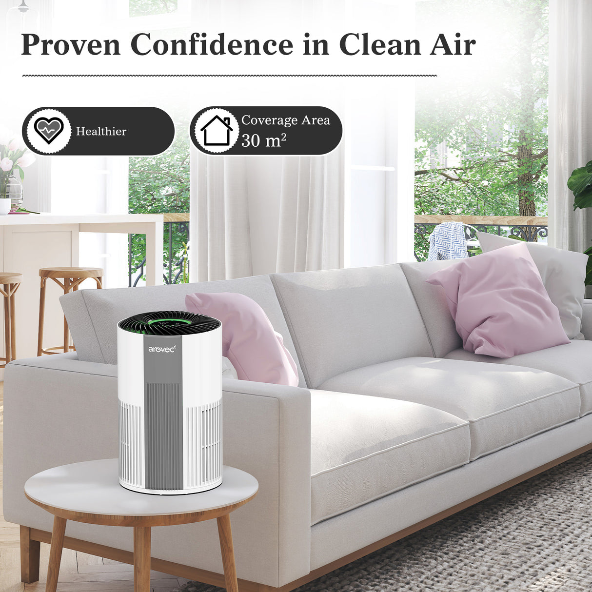 AROVEC Air Purifier Mini with H13 True HEPA Filter, for Bedroom, Office & Small Rooms