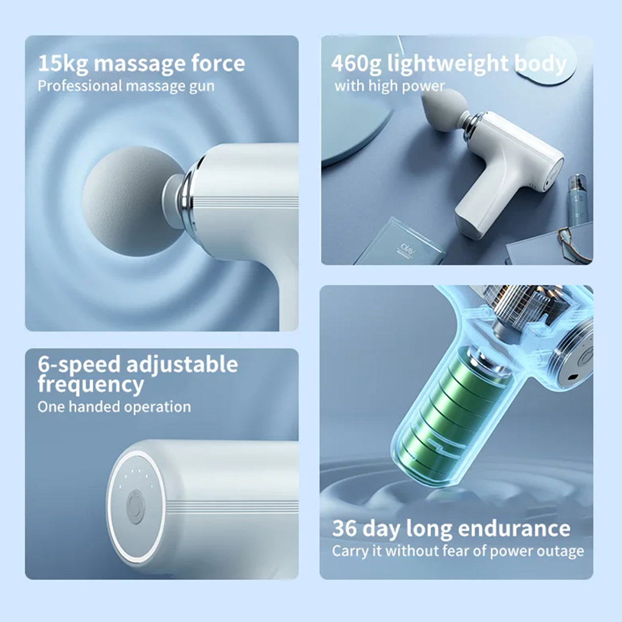 ALLIUMS Deep Tissue Muscle Massage Gun 4 Heads Relief Percussion Massager Vibration, RB-MG-203-GN