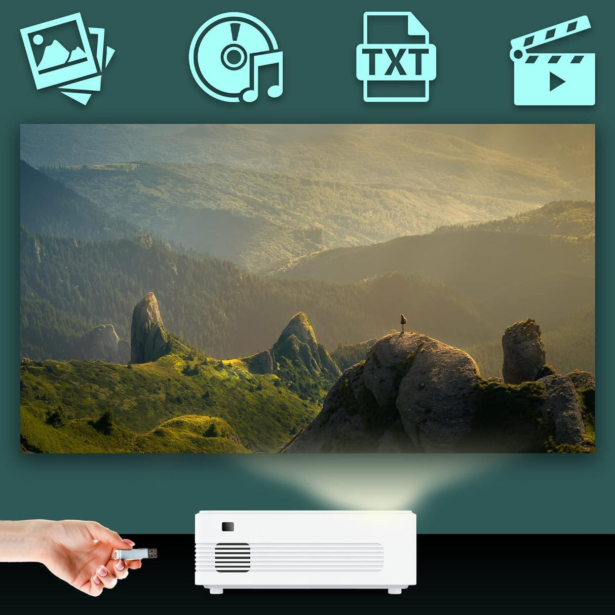ALLIUMS Native 1080P Mini Projector with 8500 Lumens, AP-10