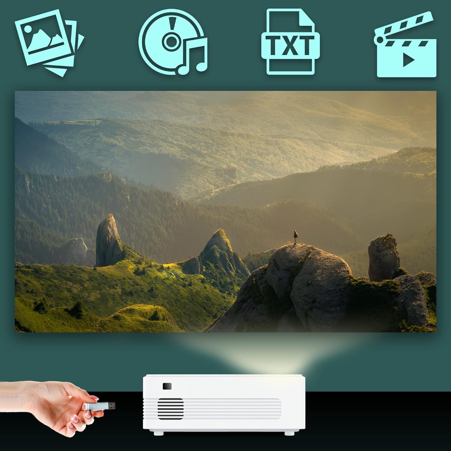 ALLIUMS Native 1080P Mini Projector with 8500 Lumens, AP-10
