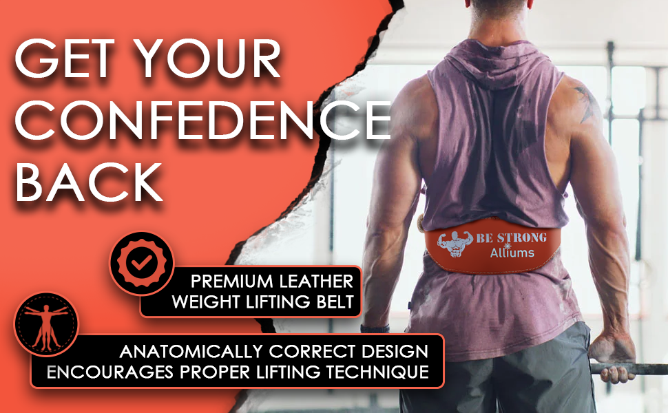 ALLIUMS Genuine Leather Weightlifting Belt for Power Lifting and Bodybuilding (Brown)