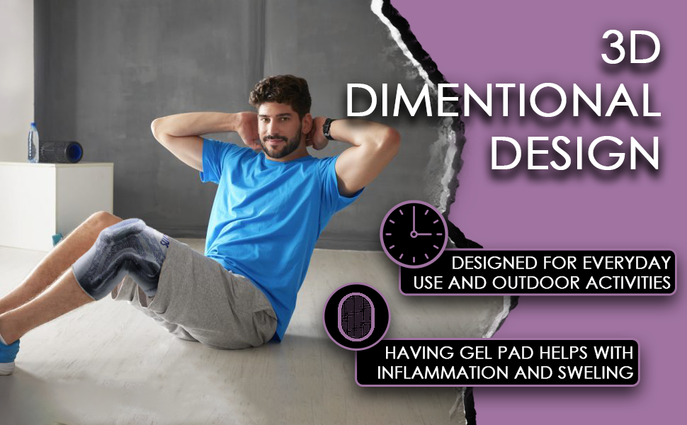 ALLIUMS Knee Support, with Silicone Gel Spring Support (Gray)