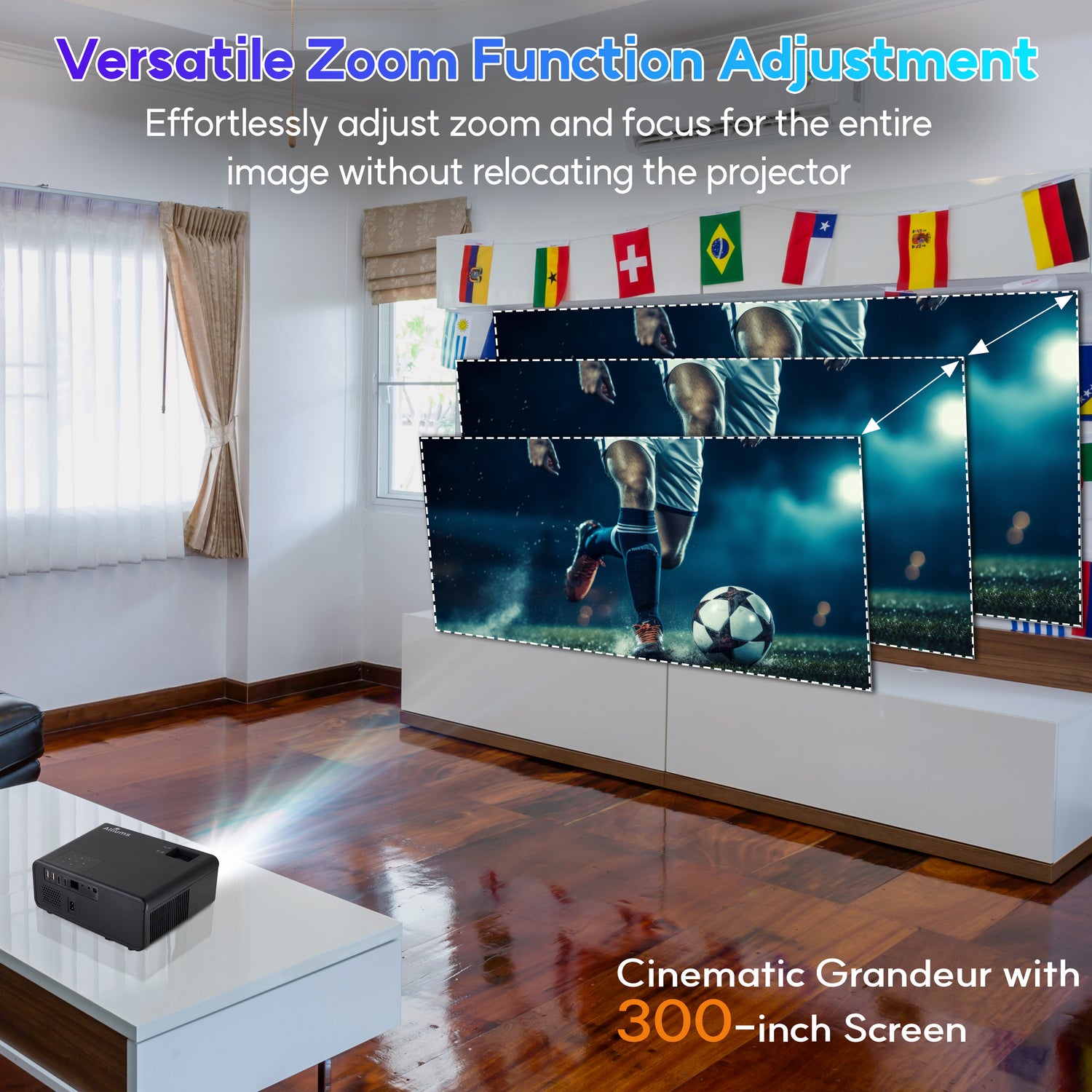 ALLIUMS Mini Portable Projector with 1080p Full HD Resolution, AP-25B