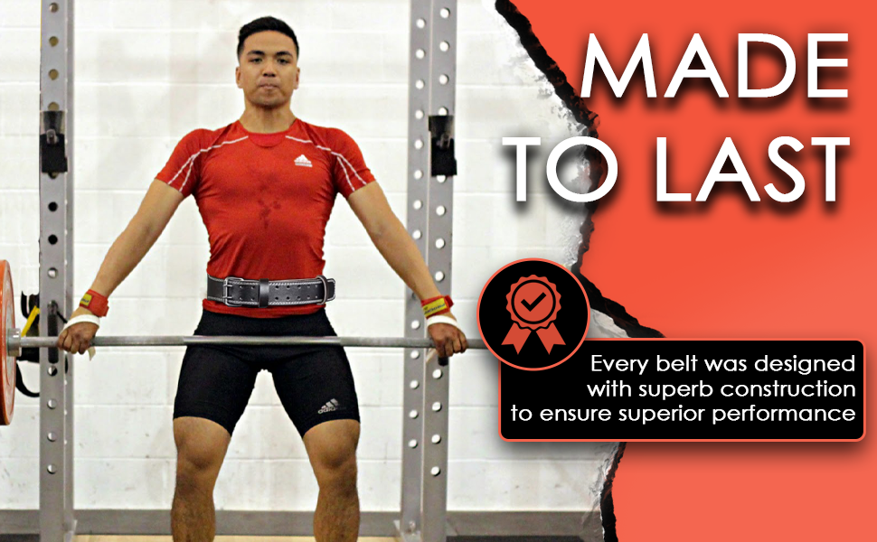 ALLIUMS Genuine Leather Weightlifting Belt for Power Lifting and Bodybuilding (Black)