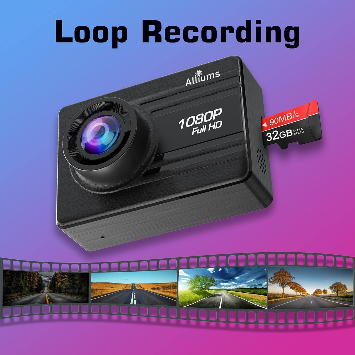 ALLIUMS Dash Camera with 1080P, FHD, DVR, 170°Wide Angle, AC-05