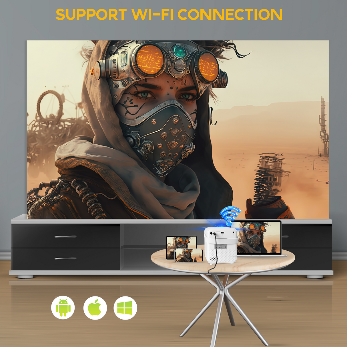 ALLIUMS Ultimate 9500 Lumens HD 1080p Supported Projector, AP-12