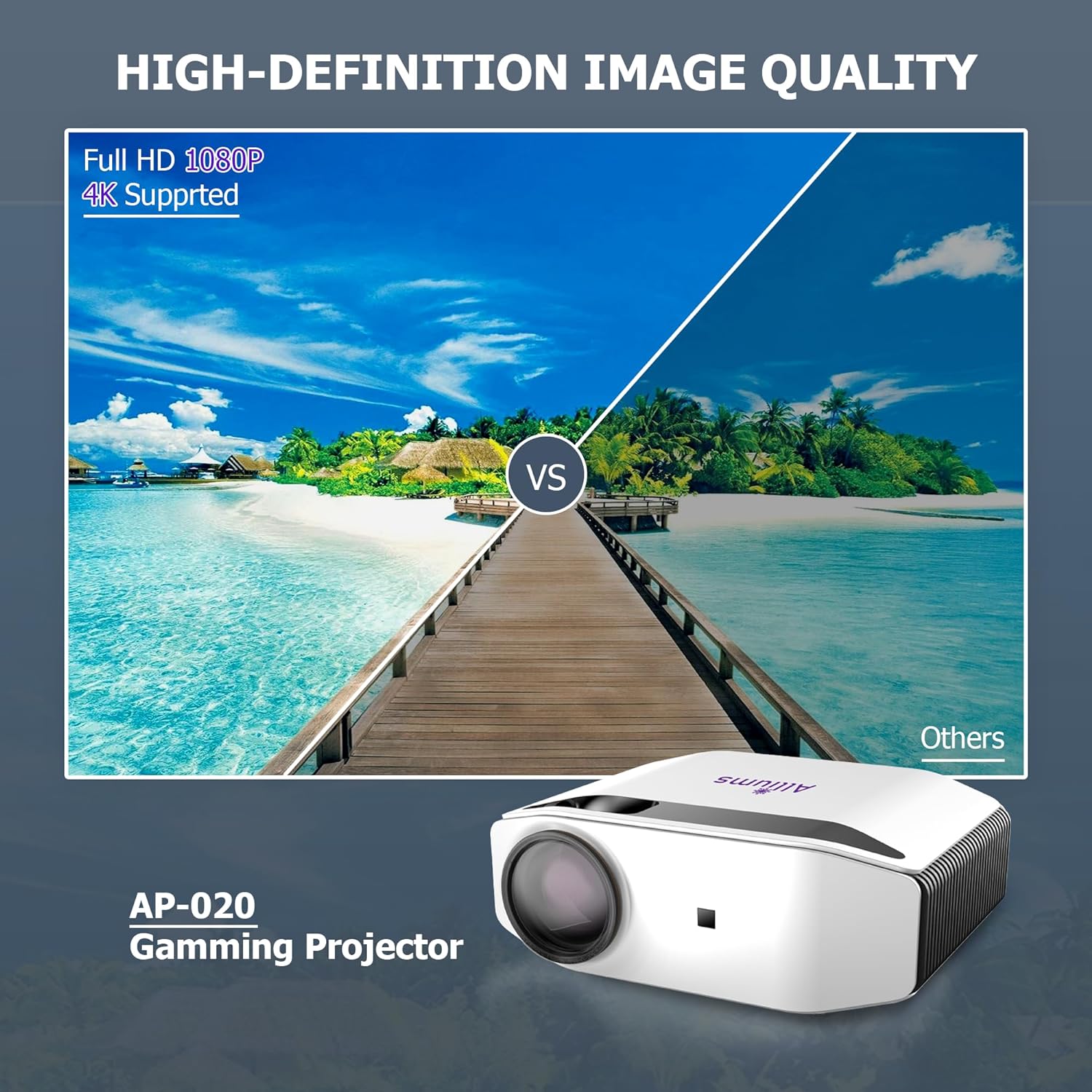 ALLIUMS 4K Projector with Wi-Fi & Bluetooth, AP-20