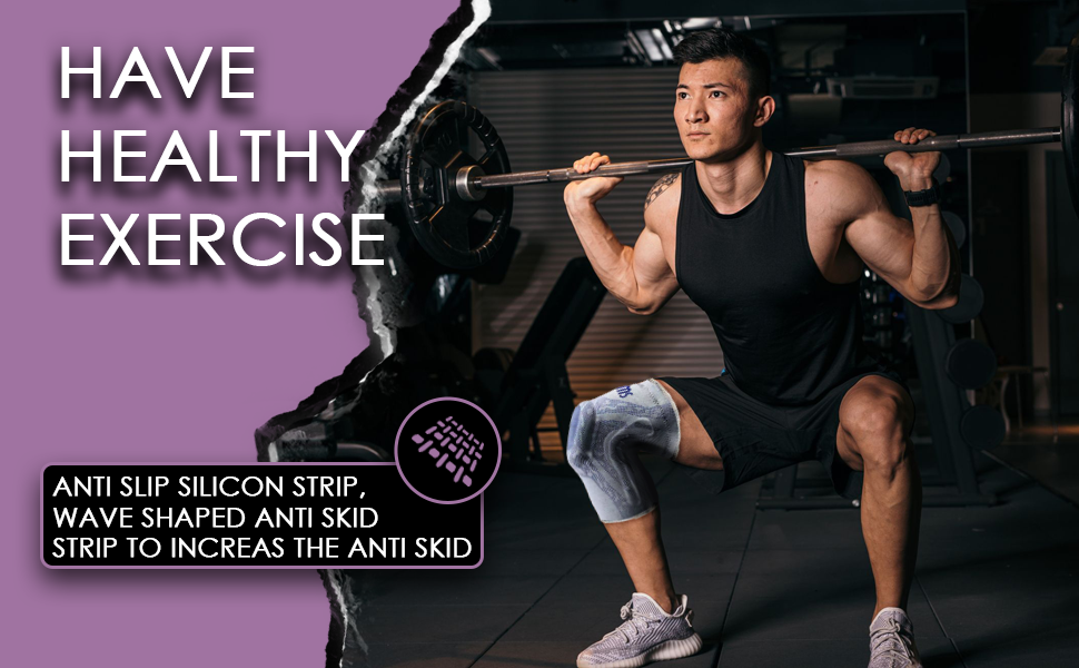 ALLIUMS Knee Support, with Silicone Gel Spring Support (Gray)