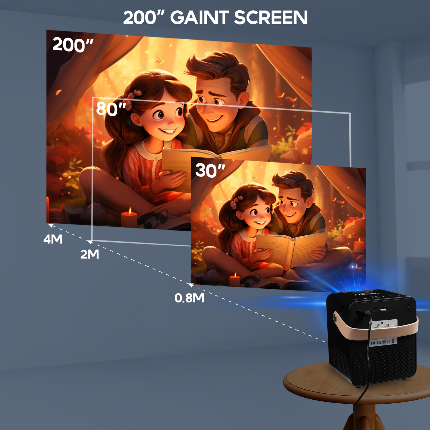 ALLIUMS Ultimate 9500 Lumens HD 1080p Supported Projector, AP-12B