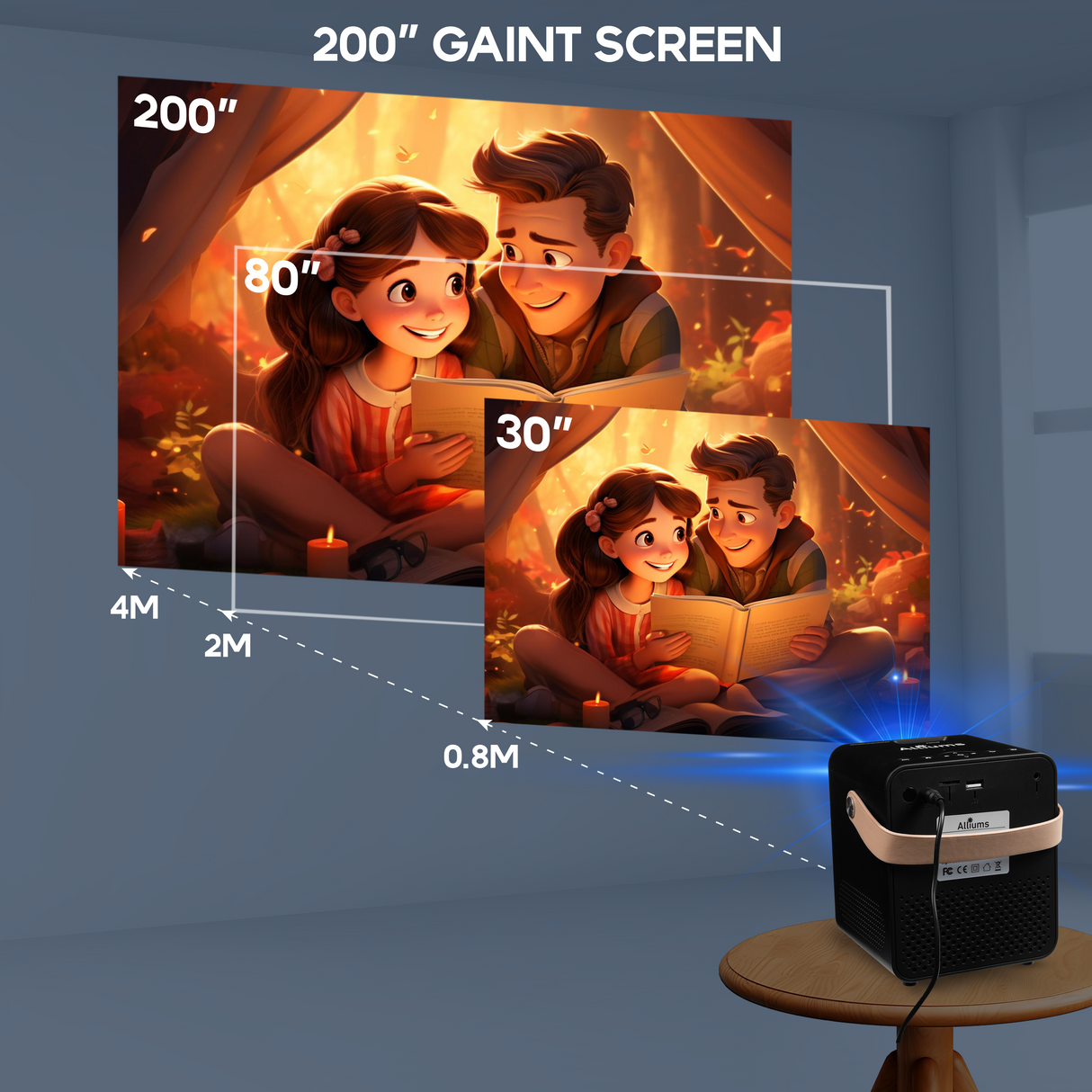 ALLIUMS Ultimate 9500 Lumens HD 1080p Supported Projector, AP-12B