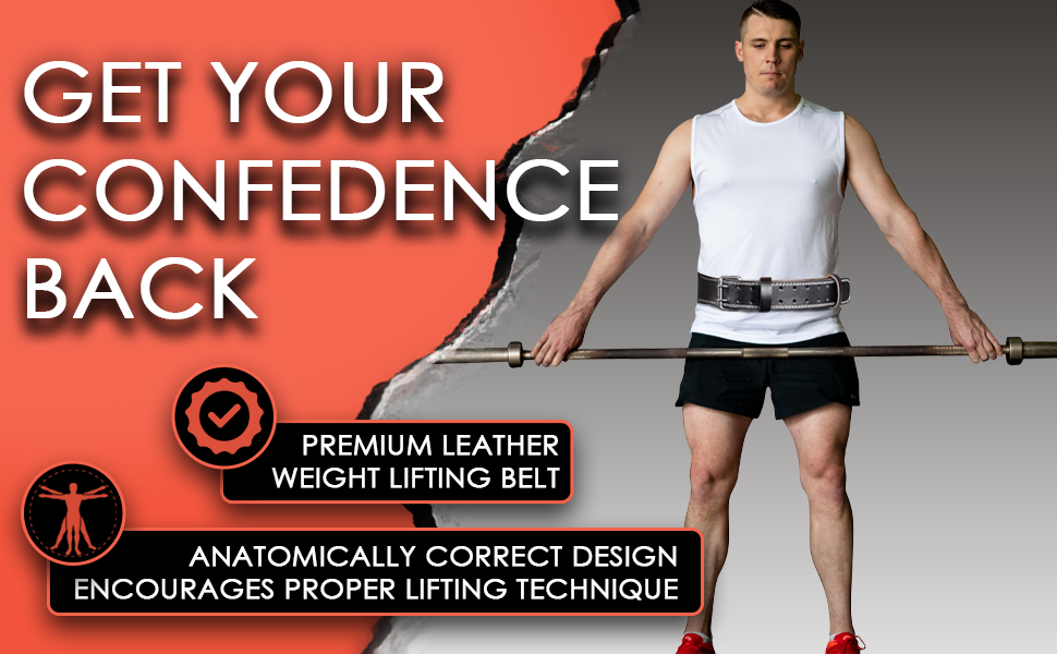 ALLIUMS Genuine Leather Weightlifting Belt for Power Lifting and Bodybuilding (Black)