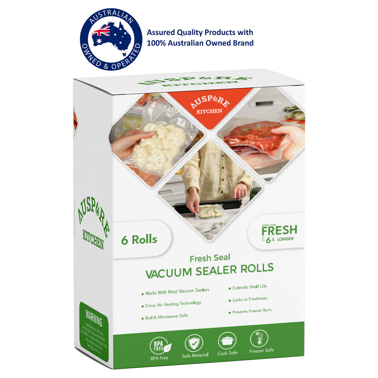 AUSPURE Vacuum Sealer Bags, AP-VSR2806-6R1
