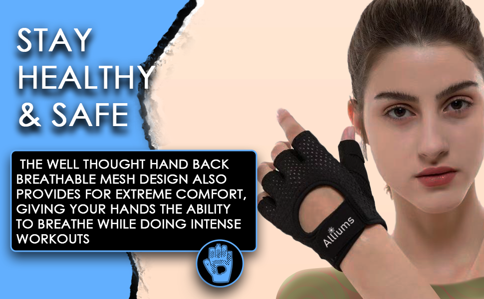 ALLIUMS Workout Gloves with Full Palm Protection Exercise Gloves (Pair)