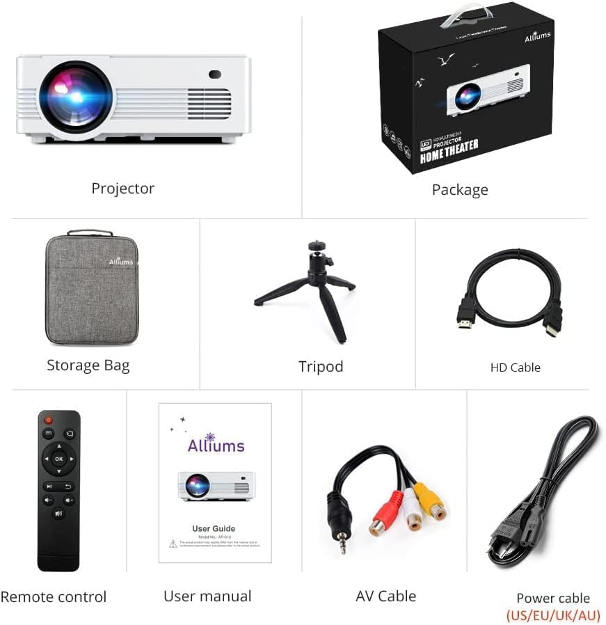 ALLIUMS Native 1080P Mini Projector with 8500 Lumens, AP-10