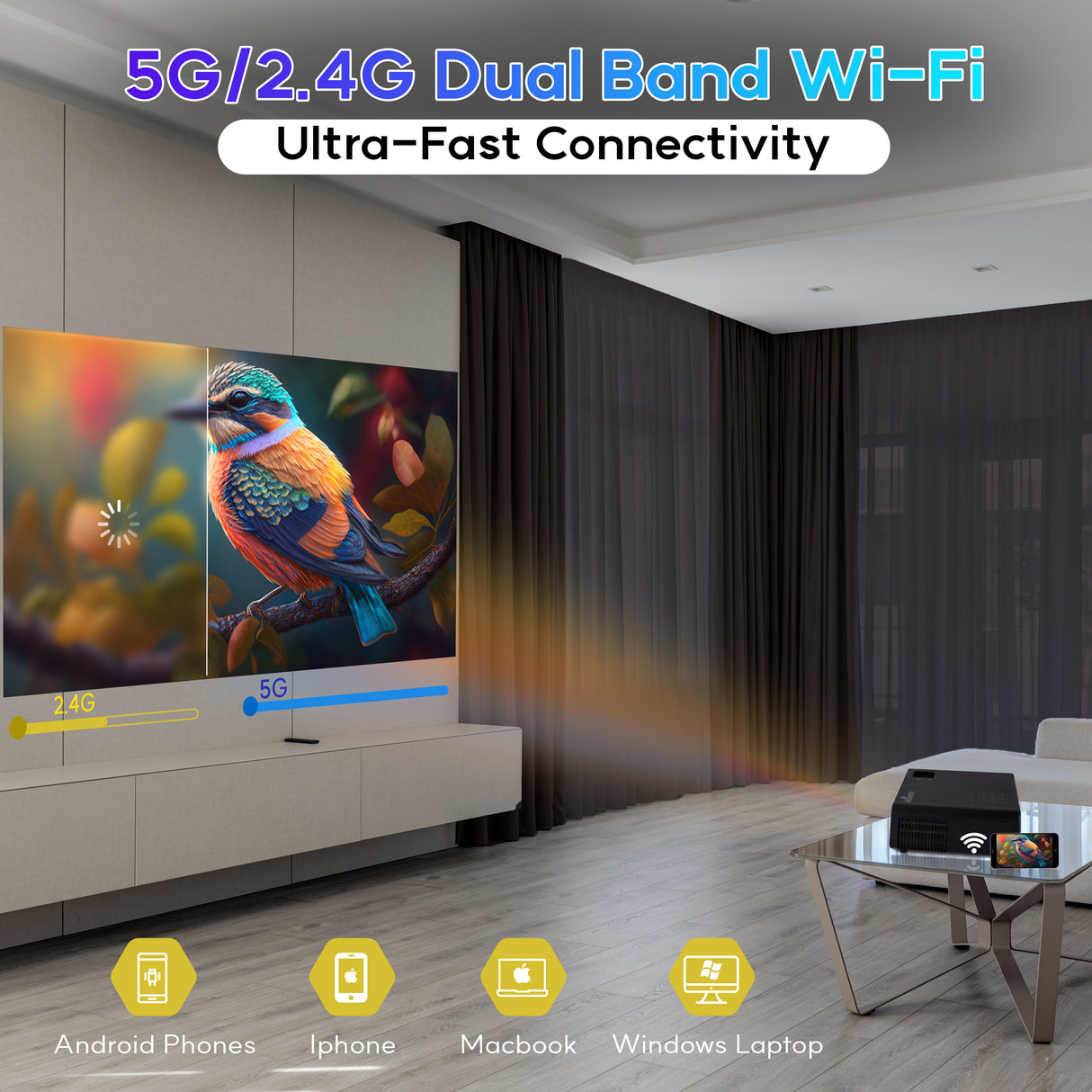 ALLIUMS Mini Portable Projector with 1080p Full HD Resolution, AP-25B