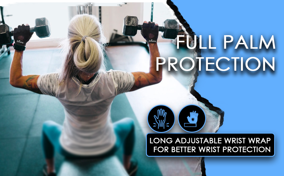 ALLIUMS Workout Gloves with Full Palm Protection Exercise Gloves (Pair)