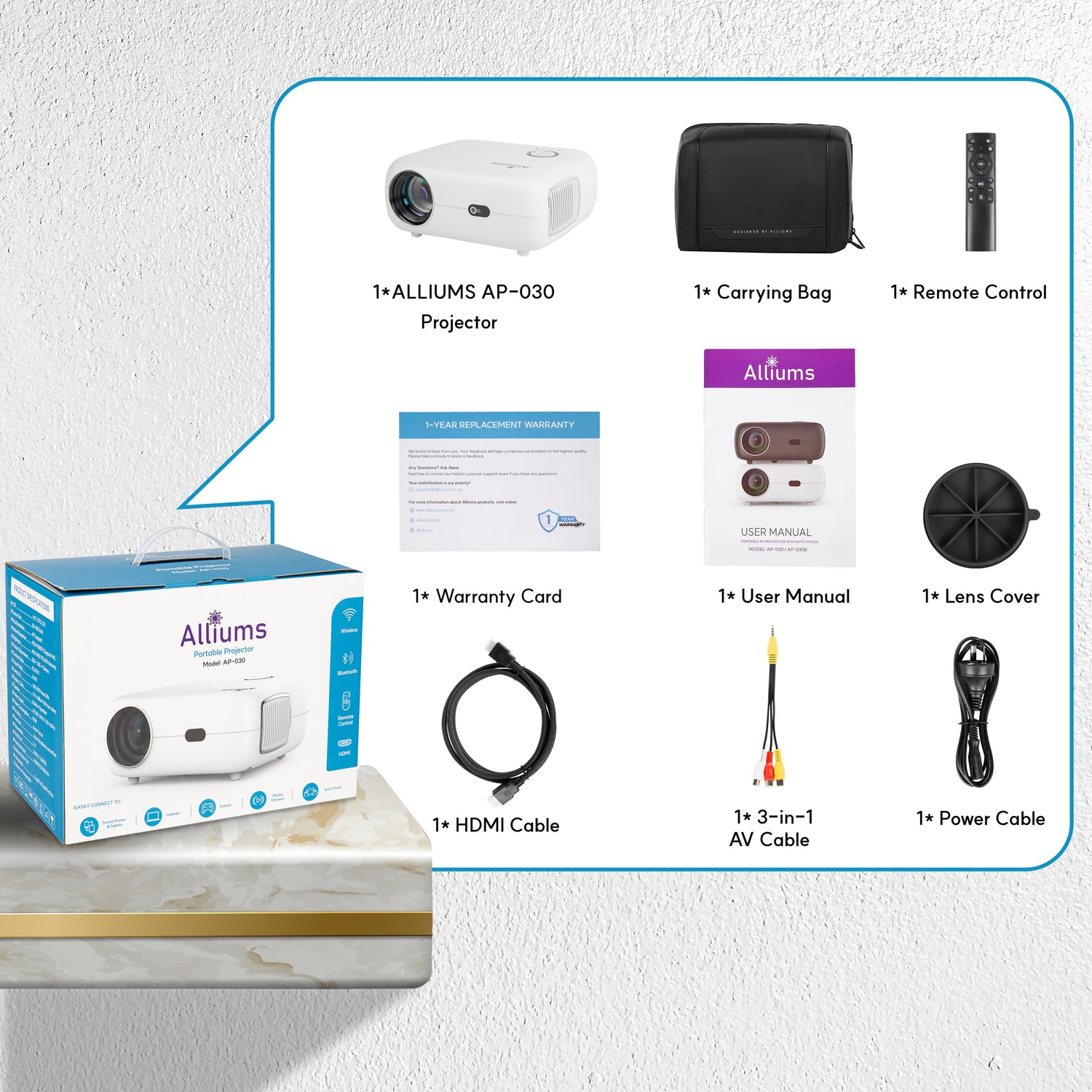 ALLIUMS Mini Projector, AP-30
