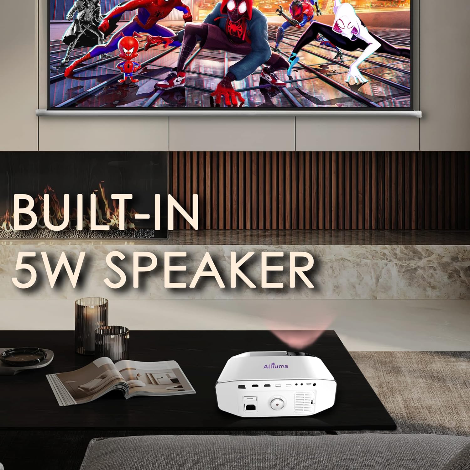 ALLIUMS 4K Projector with Wi-Fi & Bluetooth, AP-20