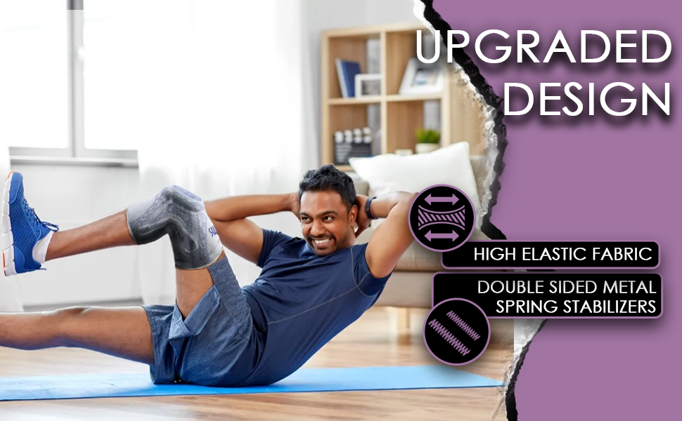 ALLIUMS Knee Support, with Silicone Gel Spring Support (Gray)