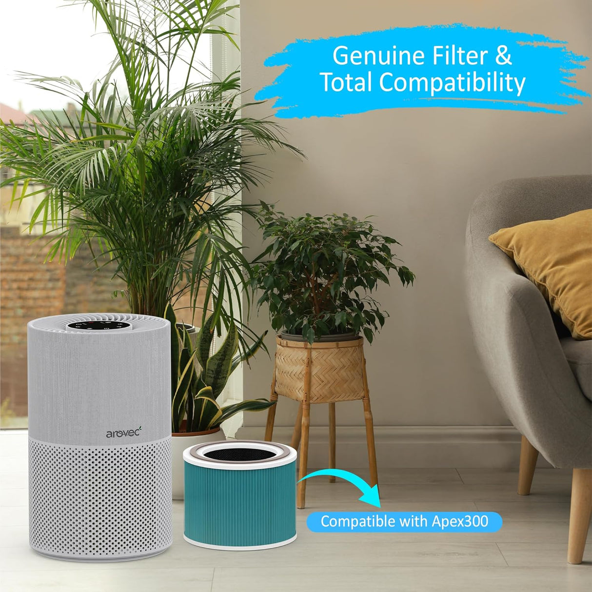 AROVEC Air Purifier Bacterial Replacement Filter, Apex300-RFB-2PK