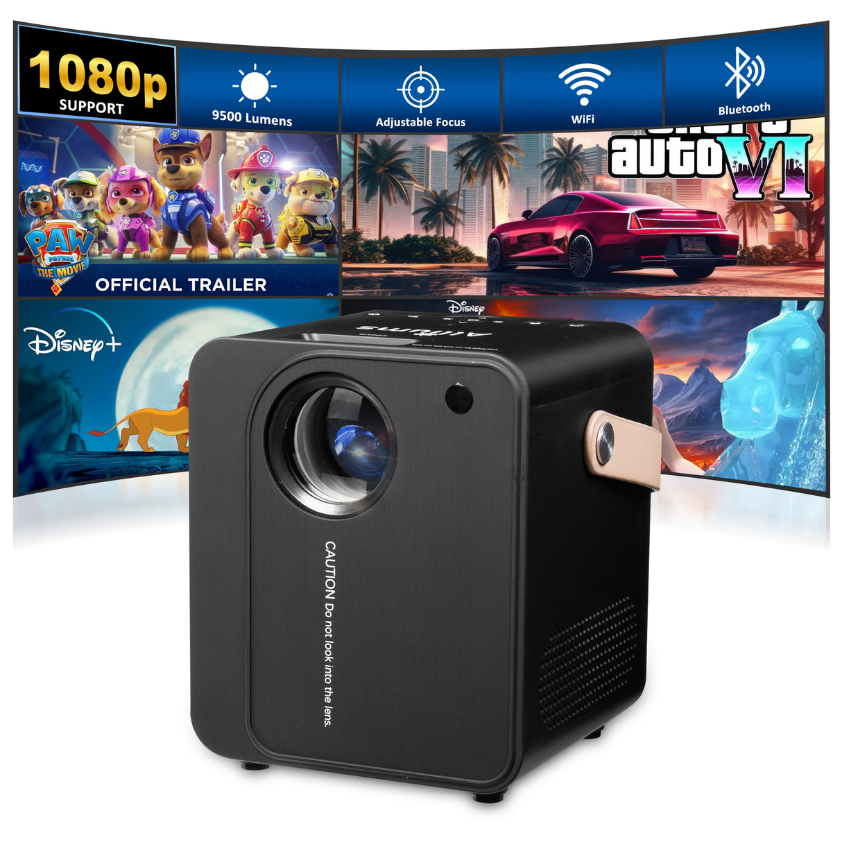 ALLIUMS Ultimate 9500 Lumens HD 1080p Supported Projector, AP-12B