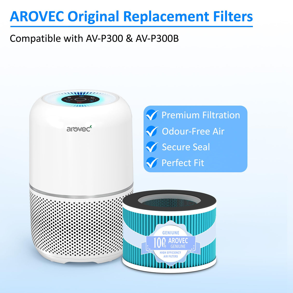 AROVEC H13 True HEPA Bacterial Filter, AV-P300-RFB