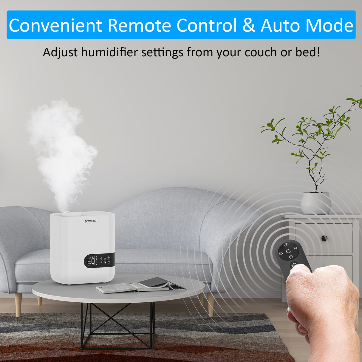 AROVEC Humidifier & Aroma Diffuser, Top Fill 4.5L, AroMist-450