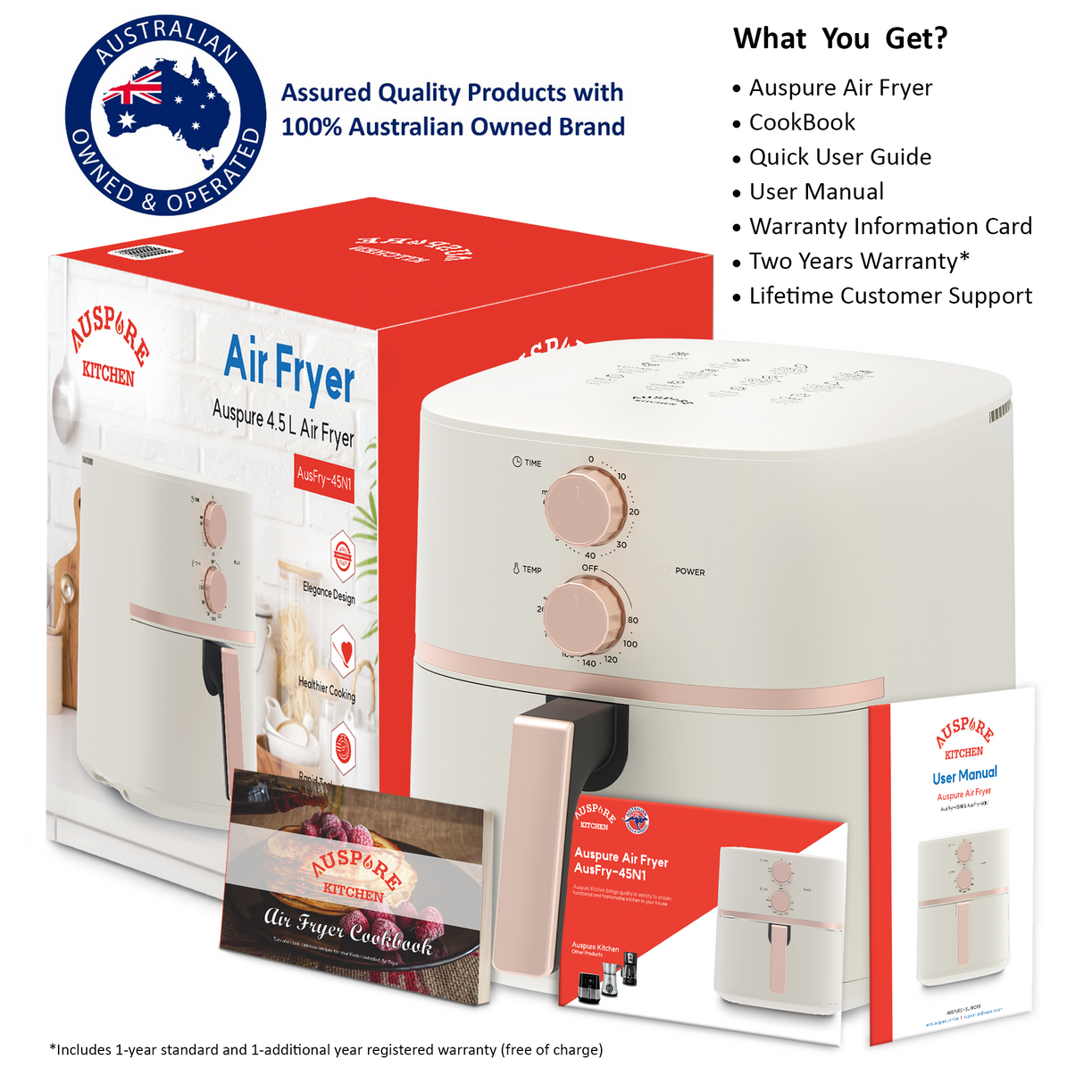 AUSPURE Air Fryer 4.5L with X Cyclone Technology, AusFry-45N1