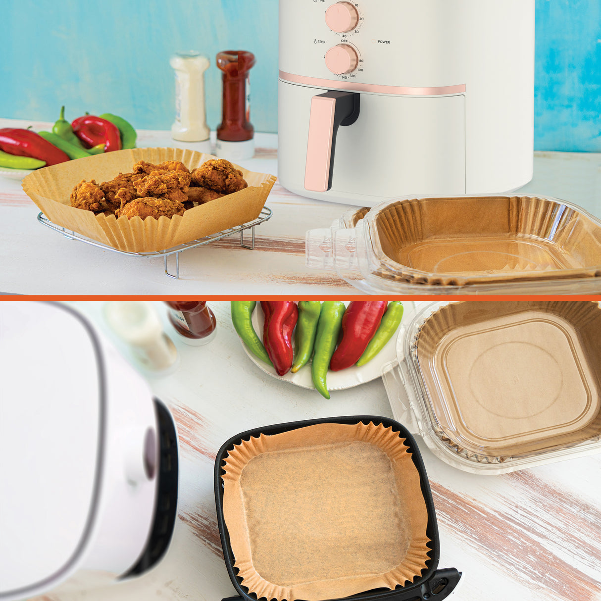 AUSPURE Air Fryer Liners – Non-Stick Parchment Paper, Oil-Resistant & Waterproof, Food-Grade Baking Liners for Air Fryers, Steamers