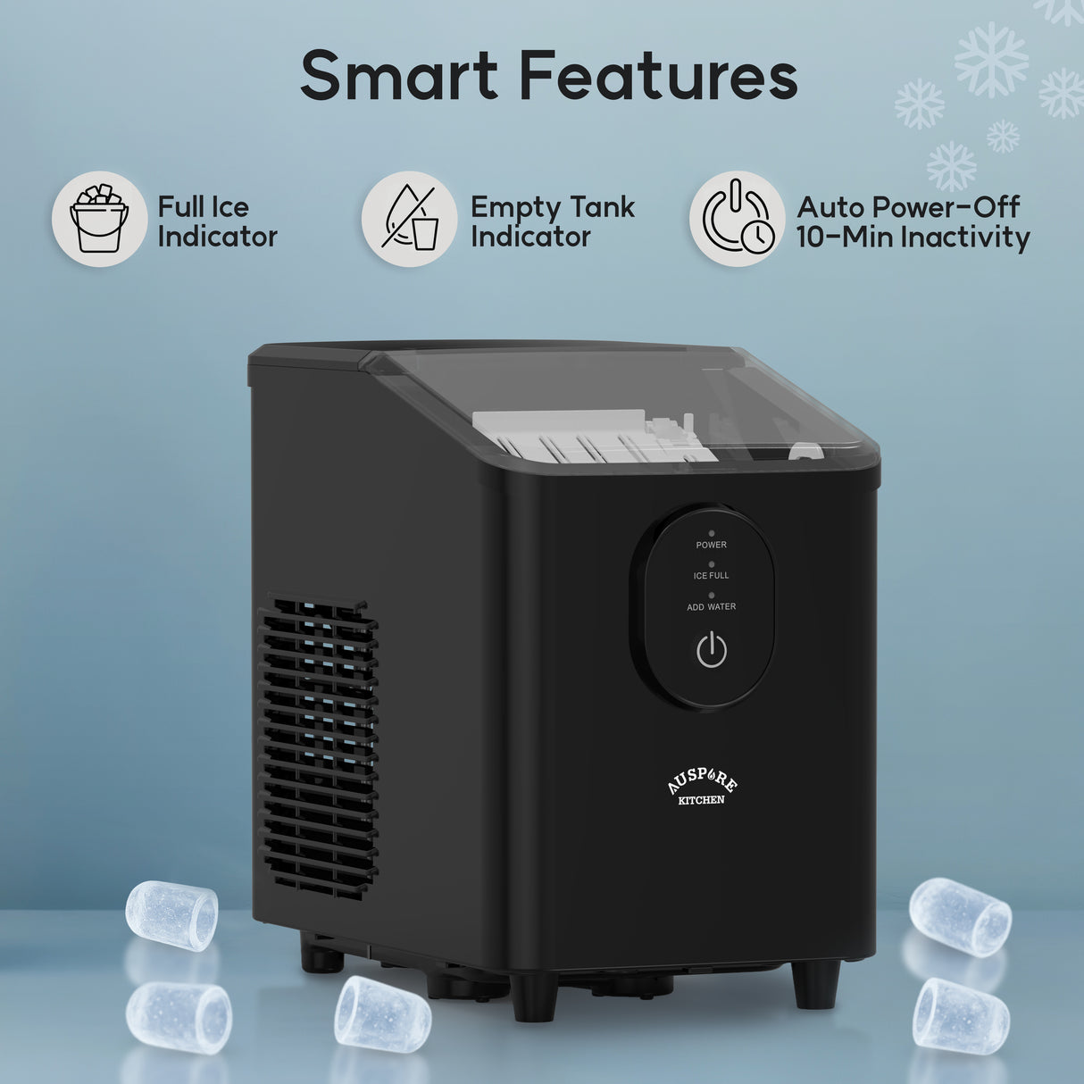 AUSPURE Portable Ice Maker, 12KG Countertop Ice Machine