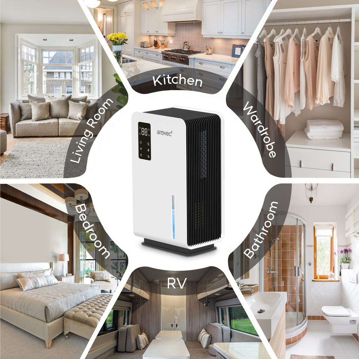 AROVEC 2-in-1 Air Dehumidifier & Purifier, H13 True HEPA Filter, AV-DP500