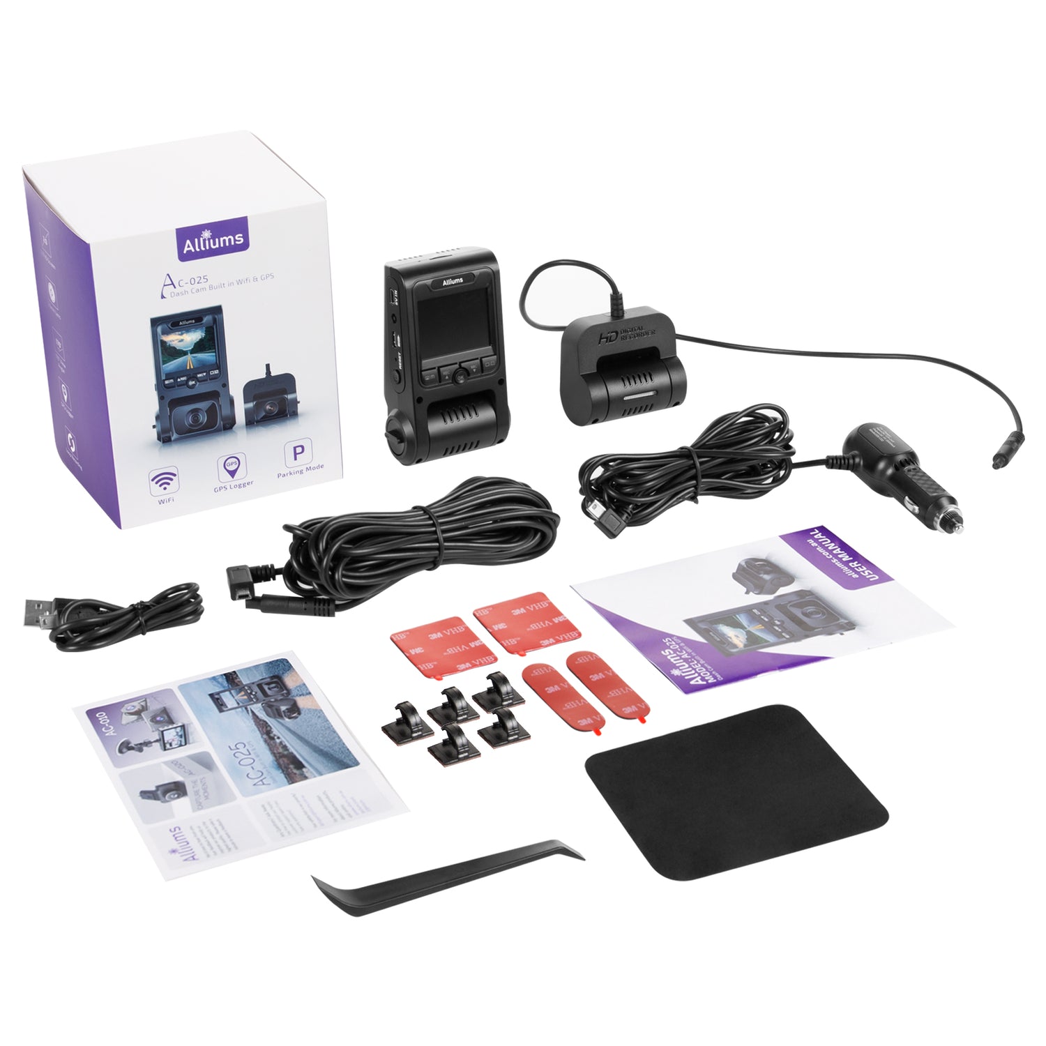 ALLIUMS Dash Cam 2.5K Duo Front and Rear Dash Cameras, AC-25