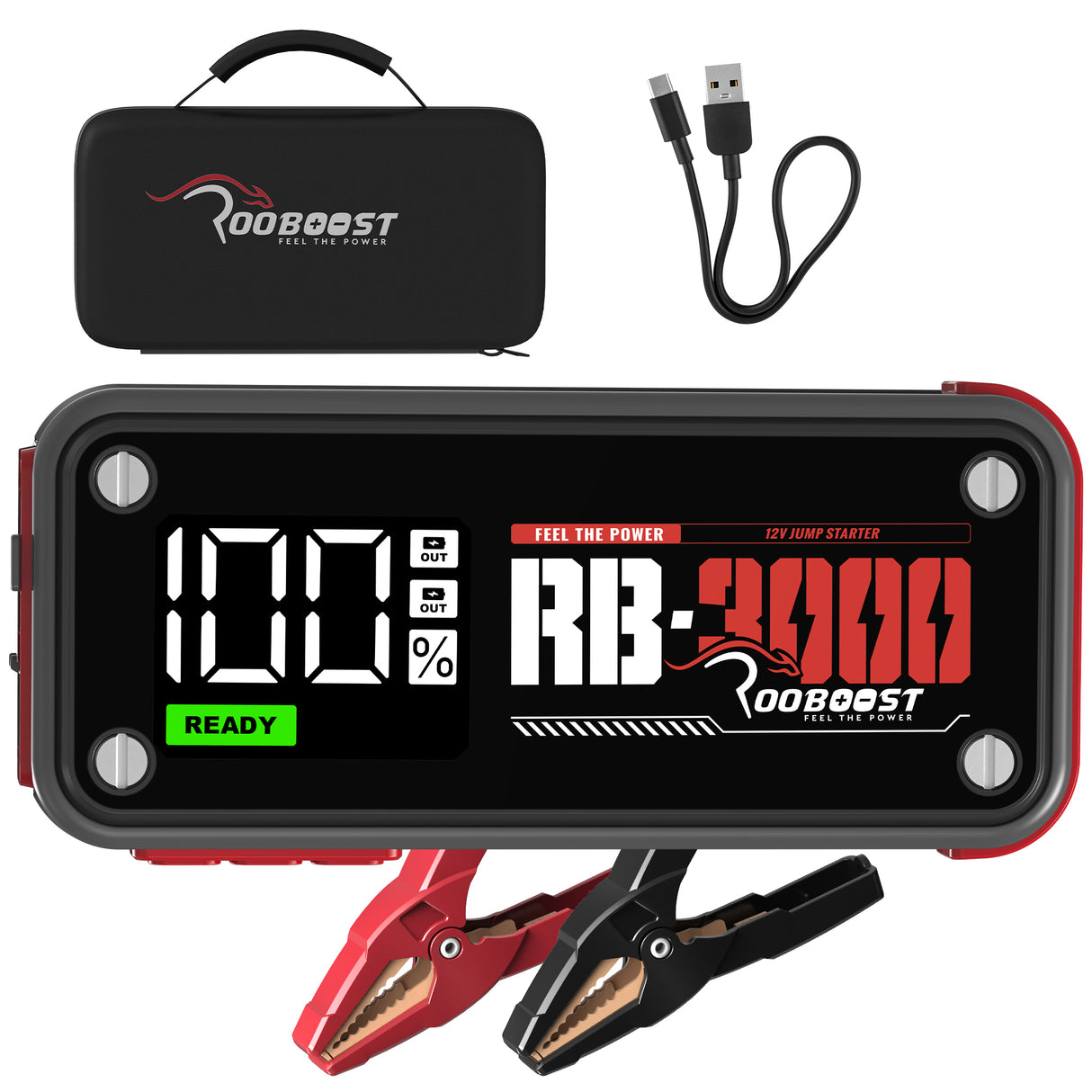 ROOBOOST Car Jump Starter 12V – 3000A Peak Battery Booster, RB-3000