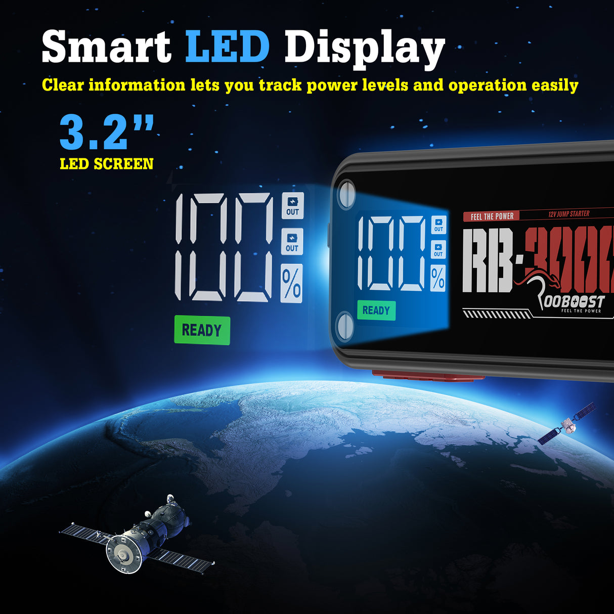 ROOBOOST Car Jump Starter 12V – 3000A Peak Battery Booster, RB-3000