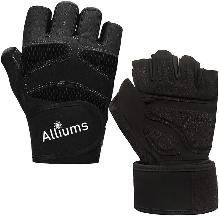 ALLIUMS Workout Gloves, Full Palm Protection Gloves for Weightlifting (Pair)