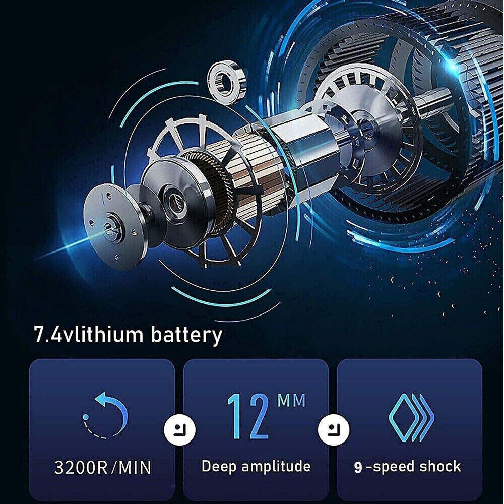 ROOBOOST Deep Tissue Percussion Massage Gun LCD 8-Heads Muscle Vibration Therapy Relaxing