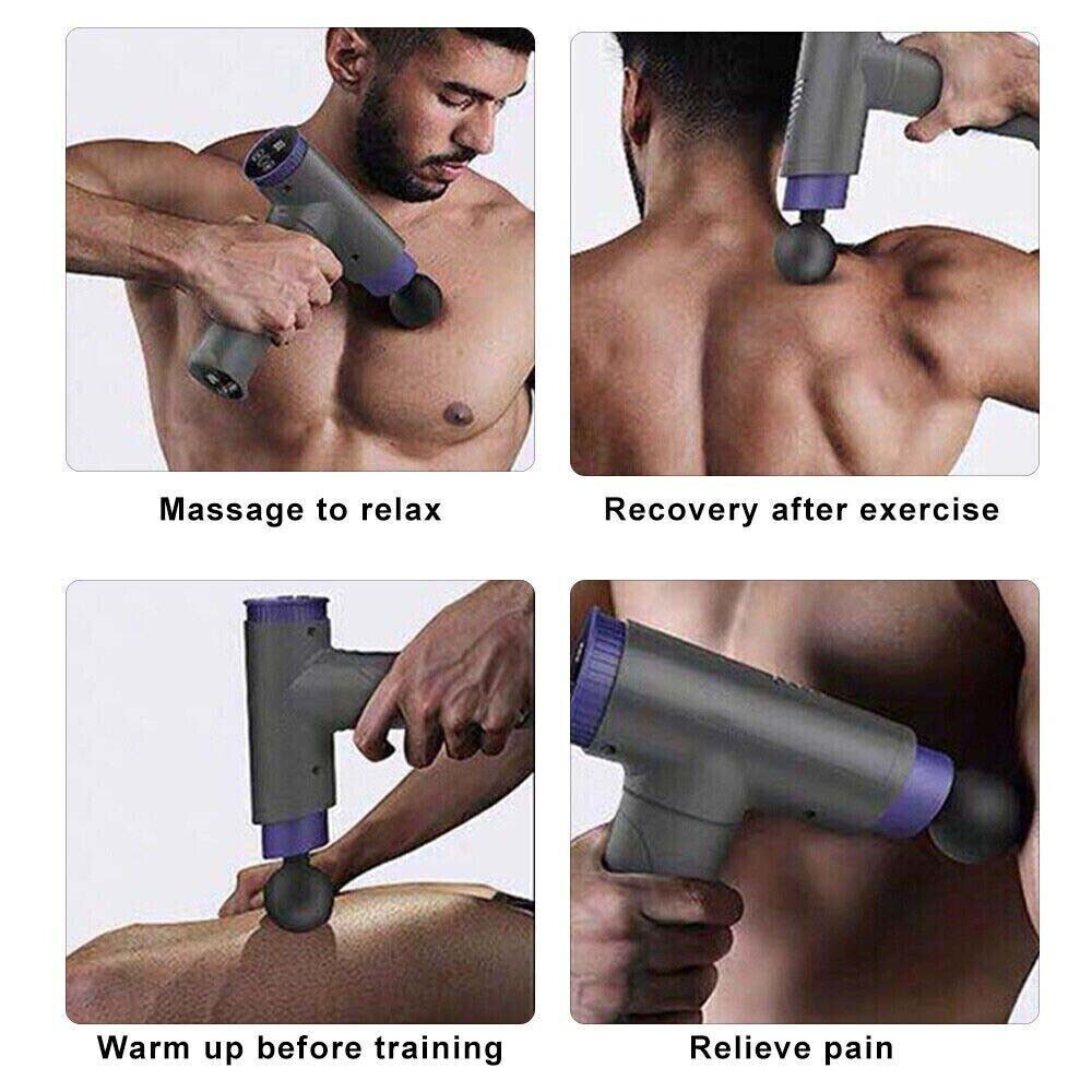 ROOBOOST Deep Tissue Percussion Massage Gun LCD 8-Heads Muscle Vibration Therapy Relaxing