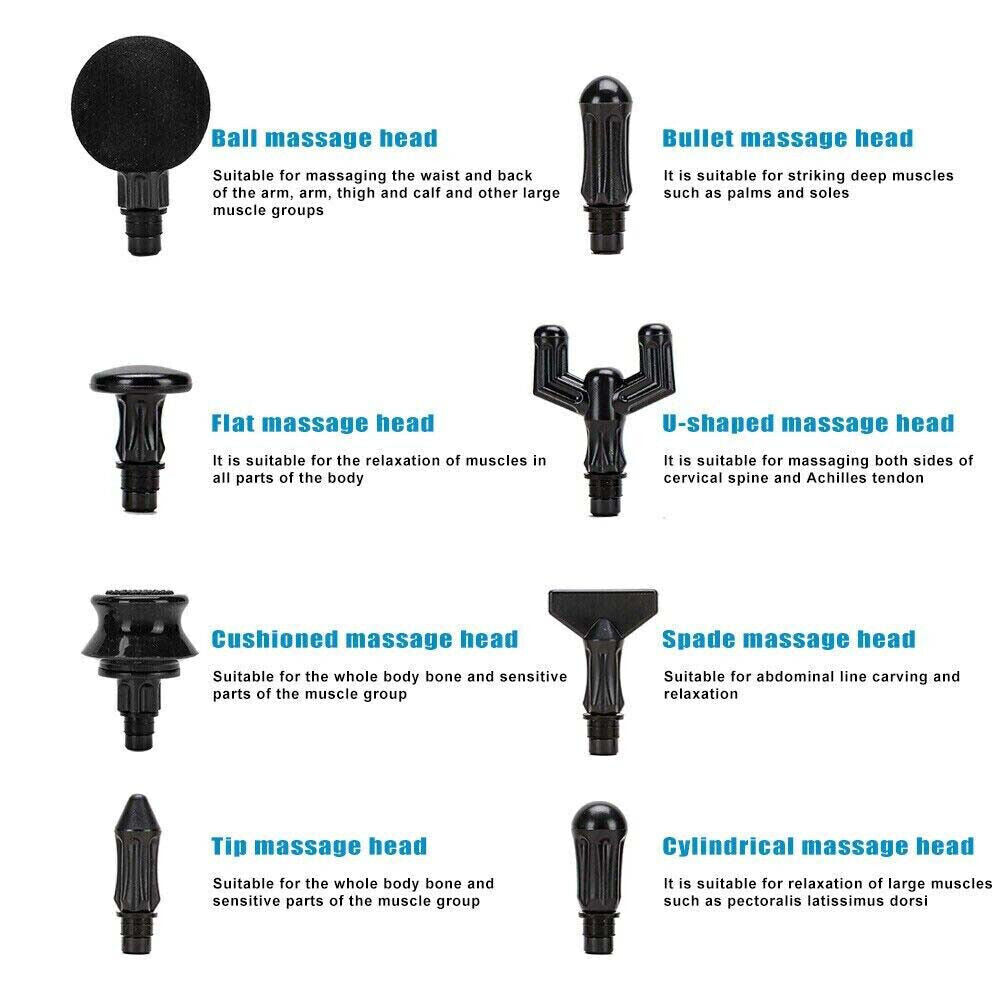 ROOBOOST Deep Tissue Percussion Massage Gun LCD 8-Heads Muscle Vibration Therapy Relaxing