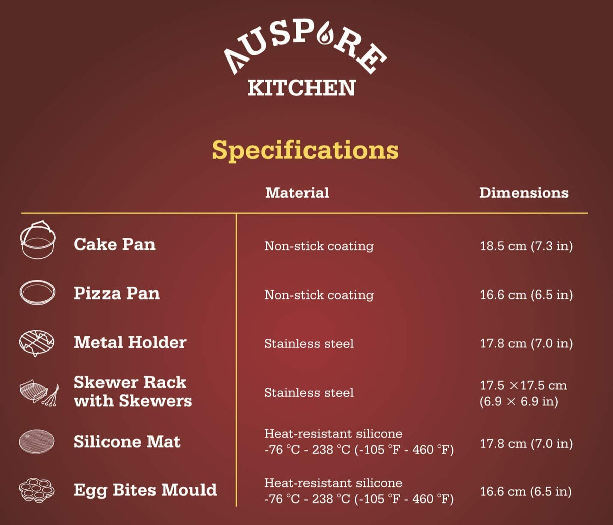 AUSPURE Kitchen Air Fryer Accessories XL, Aus-Fry350AC