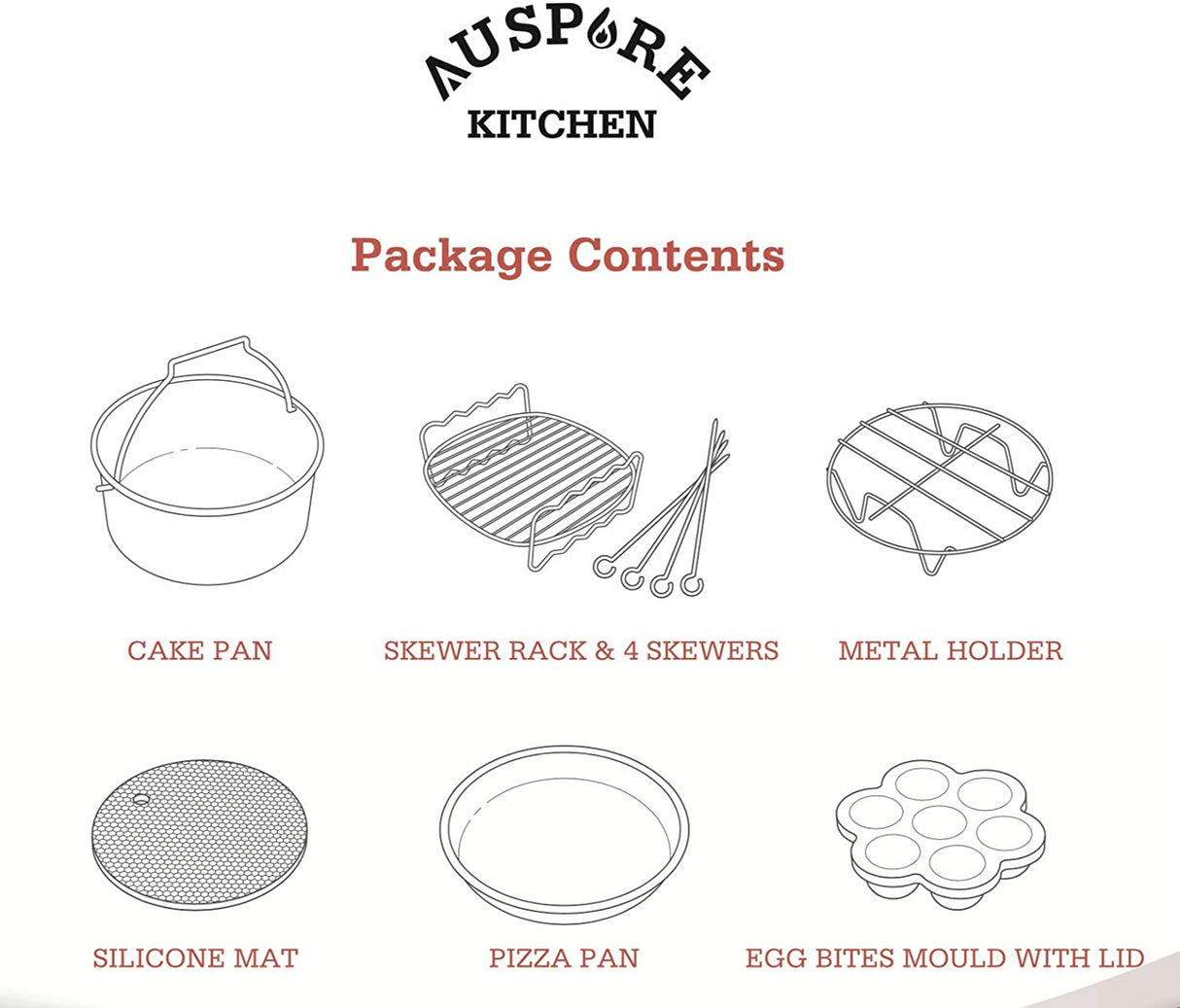 AUSPURE Kitchen Air Fryer Accessories XL, Aus-Fry350AC