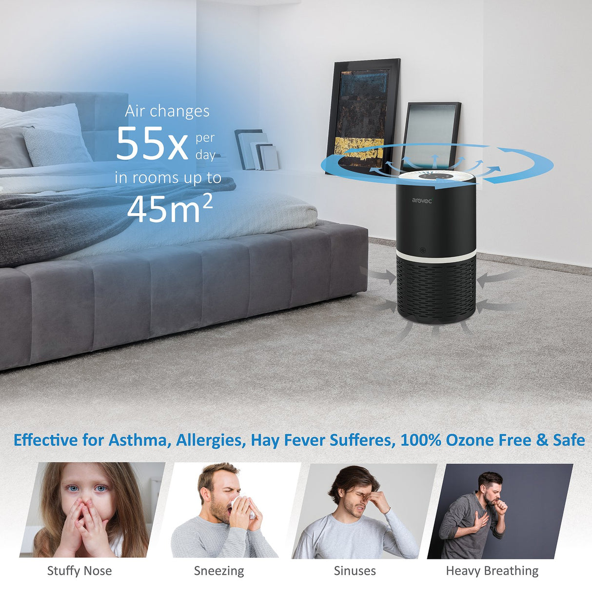 AROVEC Smart True HEPA Air Purifier, AV-P152PRO-B