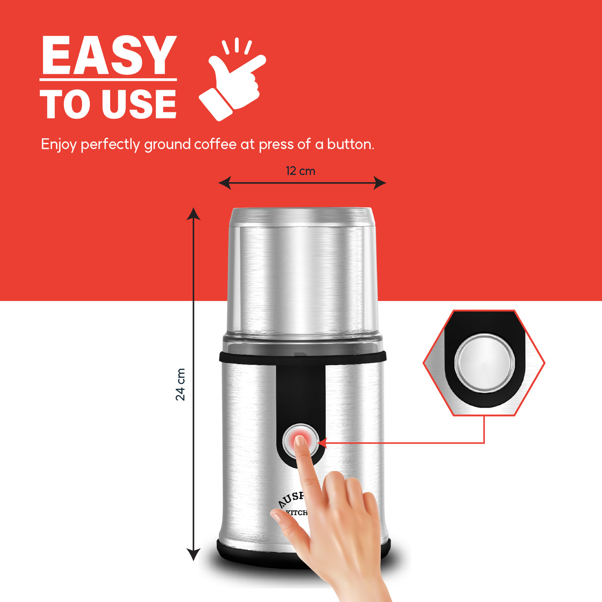 AUSPURE Electric Coffee and Spice Grinder, AusGrind-E09