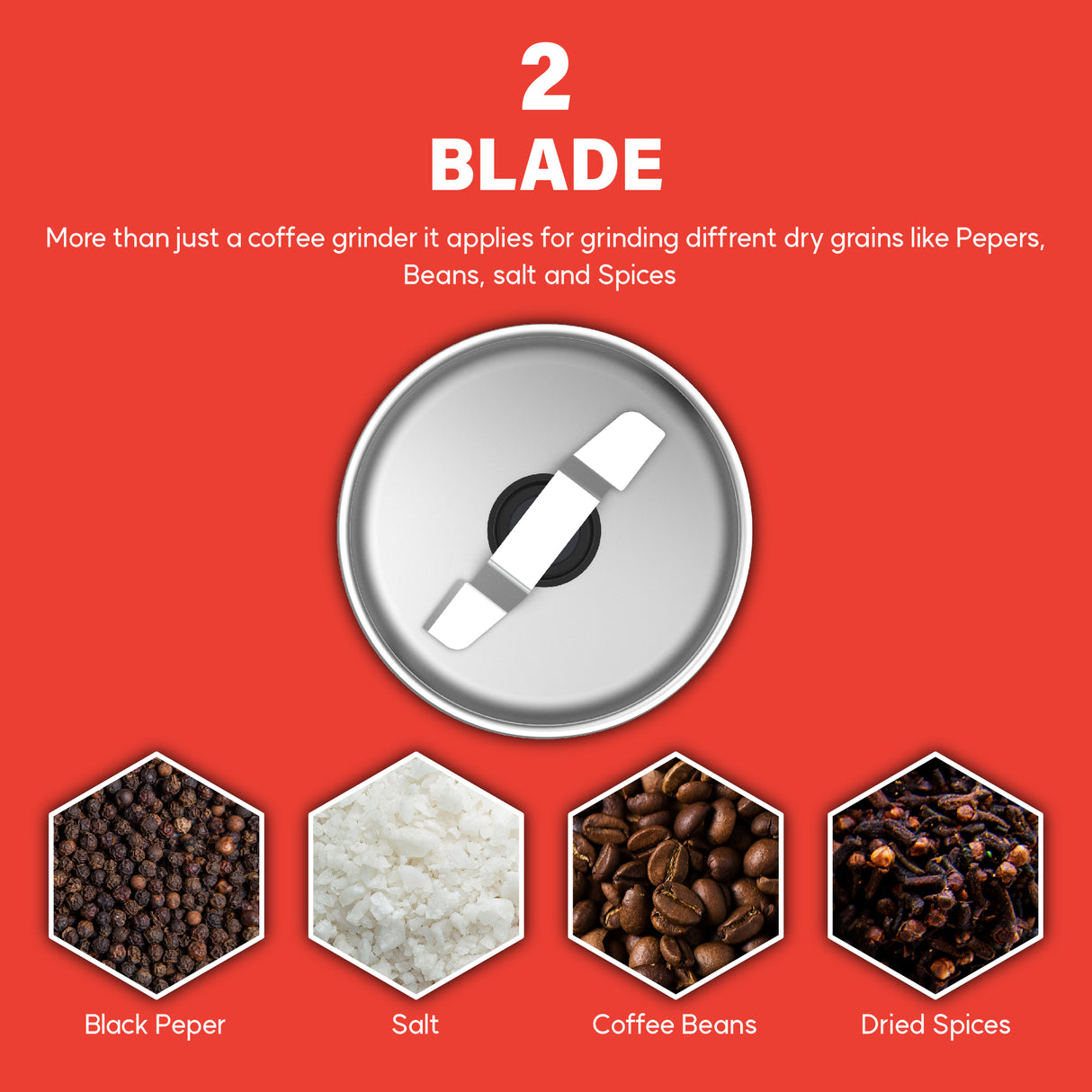 AUSPURE Electric Coffee and Spice Grinder, AusGrind-P09