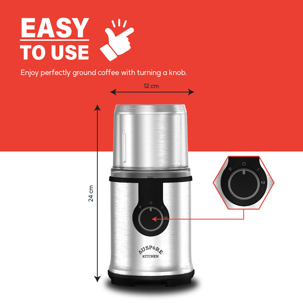 AUSPURE Electric Coffee and Spice Grinder, AusGrind-P09