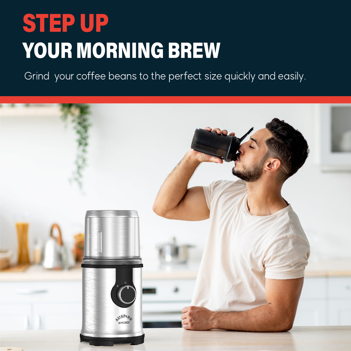 AUSPURE Electric Coffee and Spice Grinder, AusGrind-P09