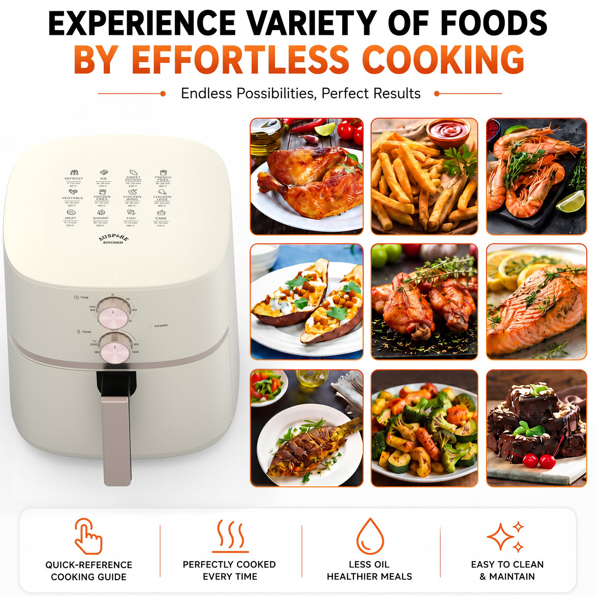 AUSPURE Air Fryer 4.5L with X Cyclone Technology, AusFry-45N1