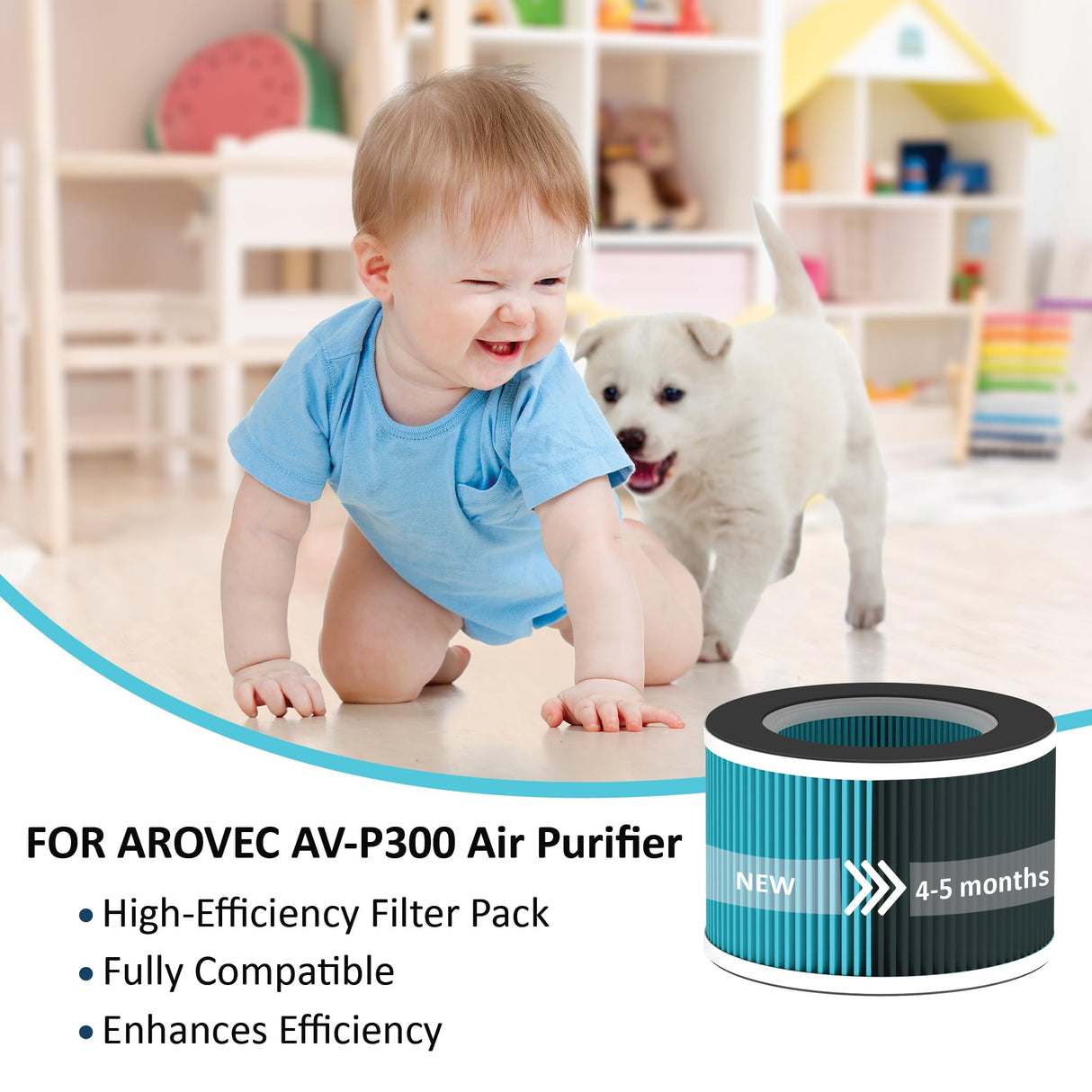 AROVEC H13 True HEPA Bacterial Filter, AV-P300-RFB